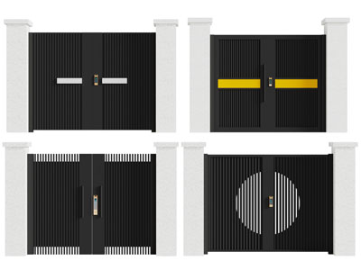 现代带密码锁的金属庭院大门