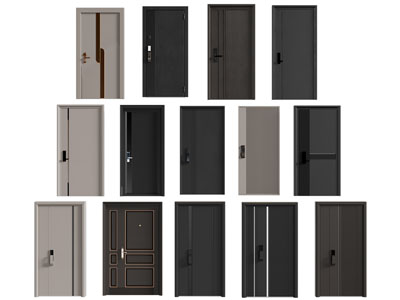 现代单扇、子母入户平开门