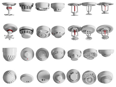 现代烟雾报警器、喷淋烟感消防设备3d模型 现代烟雾报警器、喷淋烟感消防设备