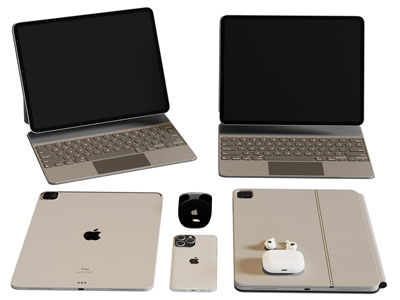 现代笔记本电脑、平板、手机3d模型 现代笔记本电脑、平板、手机