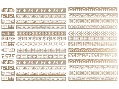 新中式雕花、腰线、回形纹角线线条