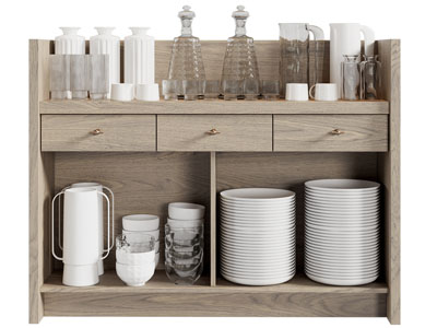 现代实木餐边柜