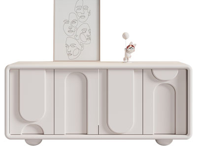 侘寂风玄关柜、装饰画