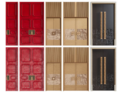 新中式酒店大门、双开门