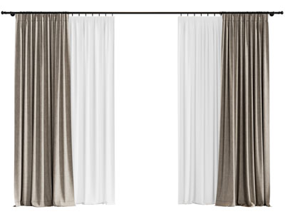 现代窗帘杆、窗帘窗纱3d模型 现代窗帘杆、窗帘窗纱