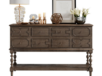 美式边柜、玄关柜、台灯烛台摆件组合