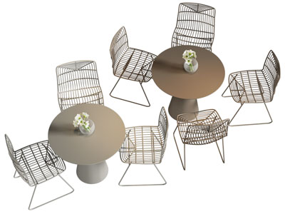 现代圆形休闲桌椅组合3d模型 现代圆形休闲桌椅组合