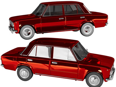 现代红色老式汽车、轿车