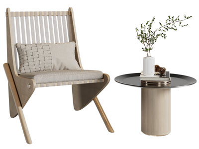 现代休闲椅子、边几