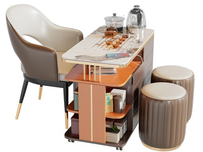 现代大理石台面的茶桌椅组合3d模型 现代大理石台面的茶桌椅组合