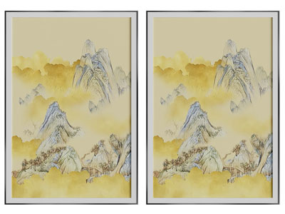 新中式山脉装饰挂画3d模型 新中式山脉装饰挂画