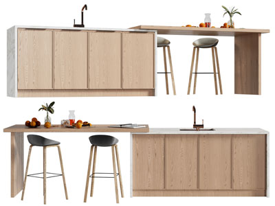 现代大理石实木拼接吧台吧椅3d模型 现代大理石实木拼接吧台吧椅