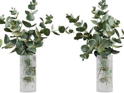 现代花纹玻璃花瓶花卉