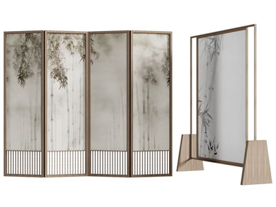 新中式实木边框的屏风、隔断