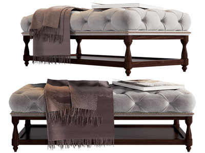 美式软包沙发凳子