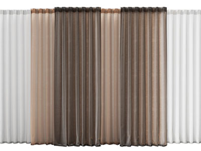 现代纱质窗帘窗纱3d模型 现代纱质窗帘窗纱