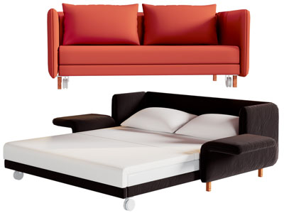 现代布艺双人沙发、双人床