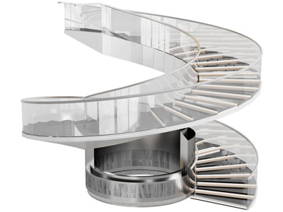 现代玻璃扶手旋转楼梯3d模型 现代玻璃扶手旋转楼梯