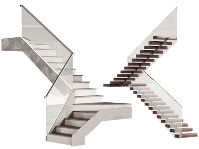 现代玻璃扶手旋转楼梯3d模型 现代玻璃扶手旋转楼梯