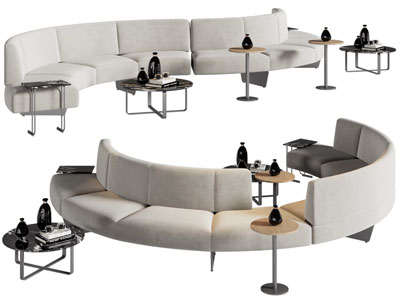 现代异形多人沙发、茶几组合