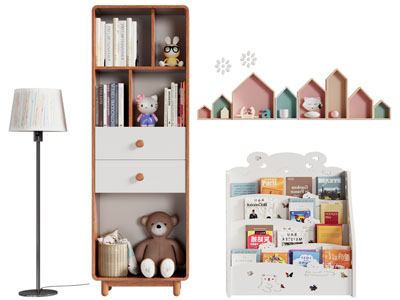 现代儿童装饰书柜 落地灯