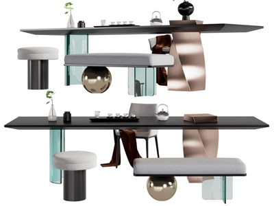 现代茶桌椅组合3d模型 现代茶桌椅组合