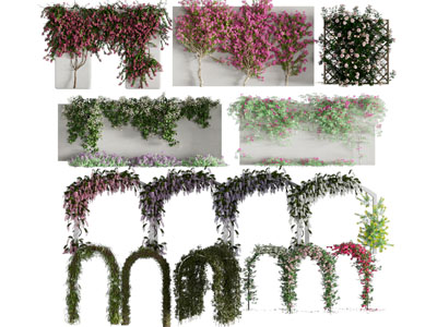 现代藤蔓植物墙 拱门3d模型 现代藤蔓植物墙 拱门