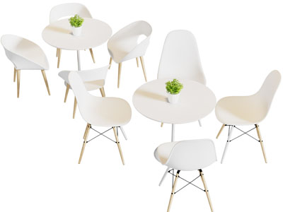 现代圆形休闲桌椅组合3d模型 现代圆形休闲桌椅组合