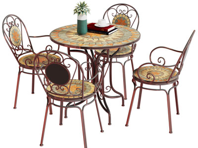美式田园户外铁艺休闲桌椅组合3d模型 美式田园户外铁艺休闲桌椅组合