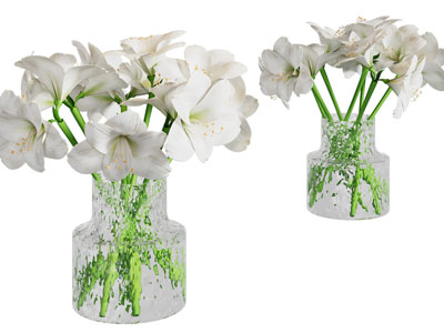 现代玻璃花瓶百合花摆件