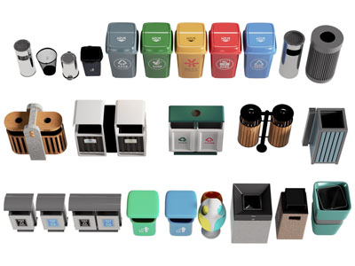 现代公路垃圾桶 公共设施3d模型 现代公路垃圾桶 公共设施