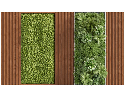 现代栅格植物墙 背景墙