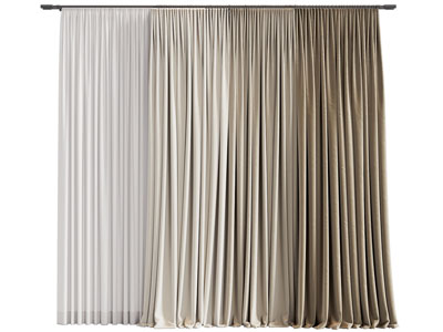 现代布艺窗帘窗纱3d模型 现代布艺窗帘窗纱