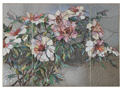 新中式艺术玻璃花卉背景墙 隔断3d模型 新中式艺术玻璃花卉背景墙 隔断