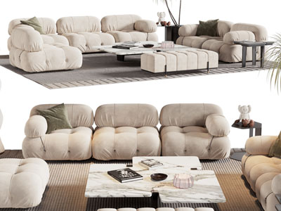 现代拼接多人沙发 沙发凳 茶几组合