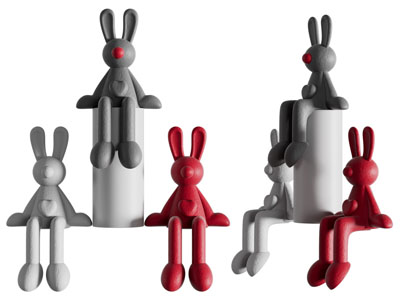 现代兔子雕塑雕刻摆件组合