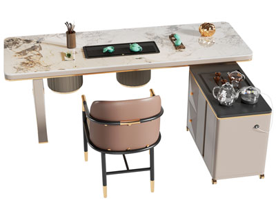 新中式茶桌椅组合3d模型 新中式茶桌椅组合