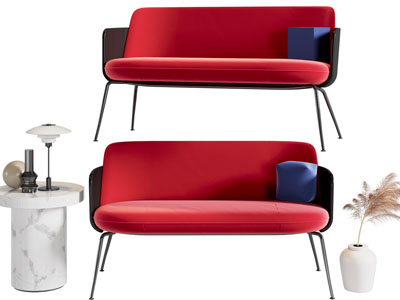 现代多人沙发 边几