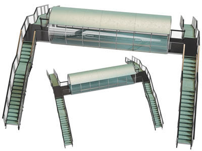 现代人行天桥3d模型 现代人行天桥