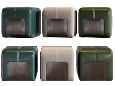 现代皮质方形坐墩、沙发凳