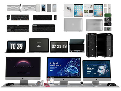 现代液晶电脑显示屏、主机、键盘3d模型 现代液晶电脑显示屏、主机、键盘