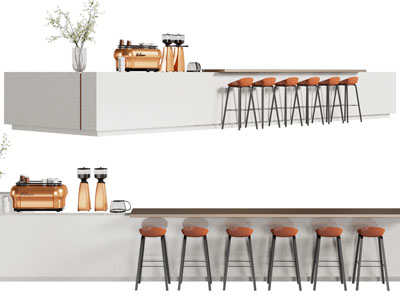 现代咖啡馆吧台3d模型 现代咖啡馆吧台