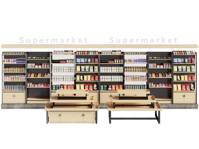 现代零售店 便利店实木货架 展柜 地堆 堆台3d模型 现代零售店 便利店实木货架 展柜 地堆 堆台