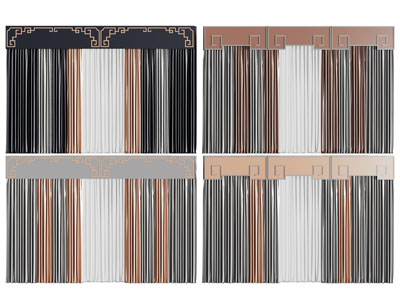 新中式带窗帘盒的窗帘窗纱3d模型 新中式带窗帘盒的窗帘窗纱