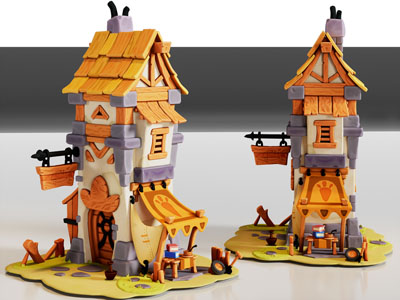 现代卡通建筑、卡通玩具房子摆件