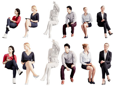 现代不同坐姿的女人 男人 多人 人物3d模型 现代不同坐姿的女人 男人 多人 人物