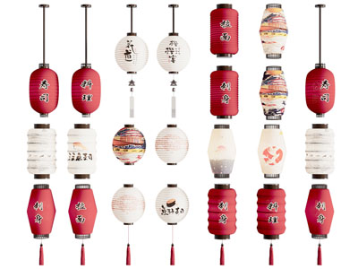 日式饭店灯笼广告牌 挂件3d模型 日式饭店灯笼广告牌 挂件