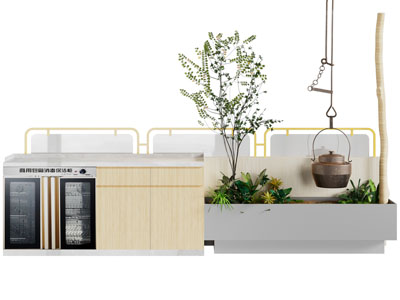 现代商用消毒柜 盆栽景观3d模型 现代商用消毒柜 盆栽景观