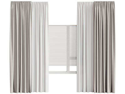 现代布艺窗帘窗纱 百叶窗帘3d模型 现代布艺窗帘窗纱 百叶窗帘