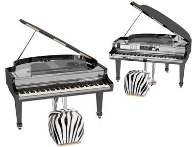 现代三角钢琴、琴凳3d模型 现代三角钢琴、琴凳